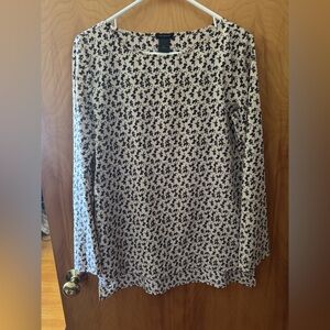 Ann Taylor Blush/White, with Black Floral Design Blouse